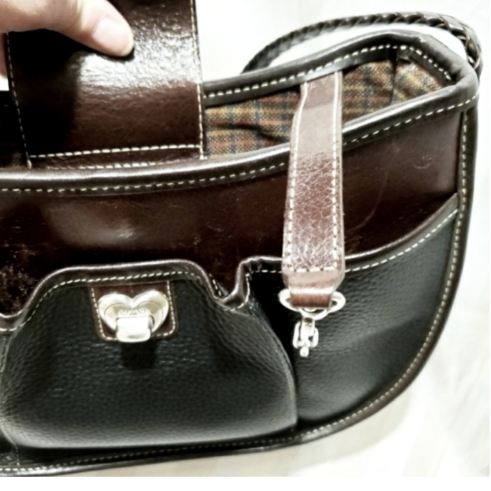 SOLD Brighton Leather Black Chocolate Shoulder Crossbody Bag Felicity - Picture 7 of 9